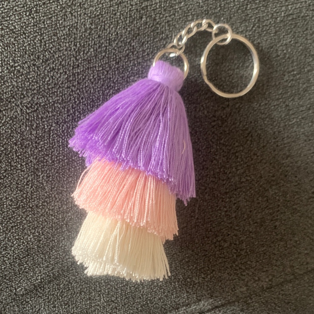 Purple, Pink, and Cream Tassel Keychain